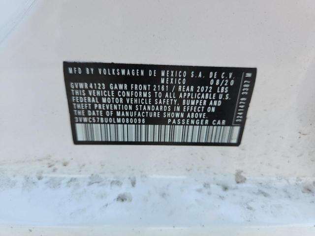 3VWC57BU0LM080096 - 2020 VOLKSWAGEN JETTA S WHITE photo 12