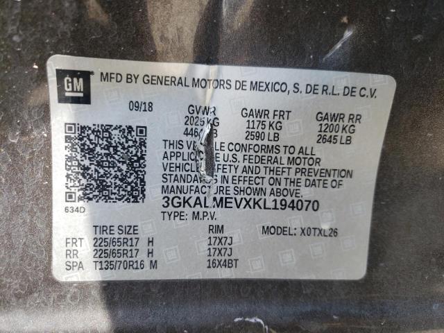 3GKALMEVXKL194070 - 2019 GMC TERRAIN SLE GRAY photo 12