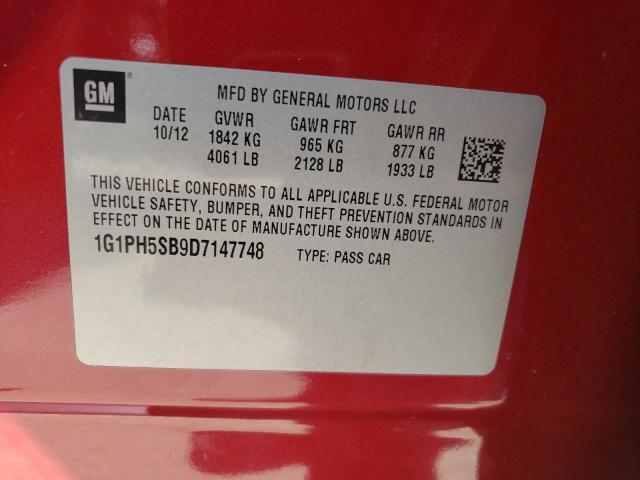 1G1PH5SB9D7147748 - 2013 CHEVROLET CRUZE ECO ბურგუნდია ფოტო 12