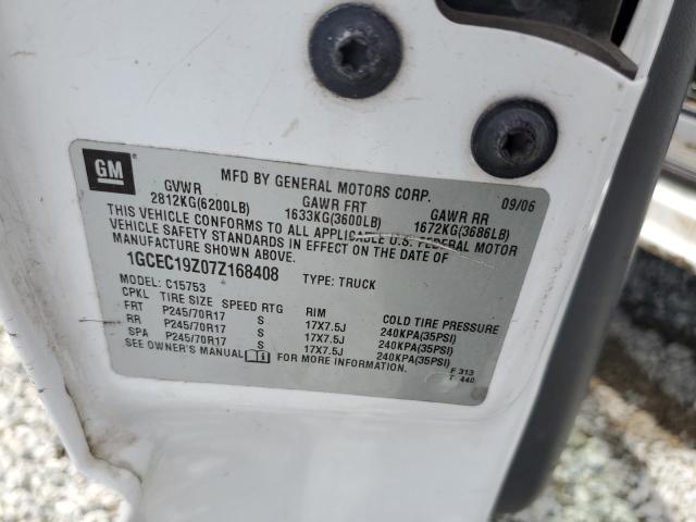1GCEC19Z07Z168408 - 2007 CHEVROLET SILVERADO C1500 CLASSIC Ağ foto 12