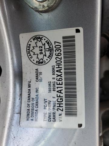 2HGFA1E6XAH026307 - 2010 HONDA CIVIC LX-S 银色 照片 12