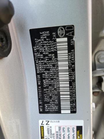 2T1KR32E27C675972 - 2007 TOYOTA COROLLA MA XR SILVER photo 12