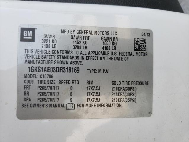 1GKS1AE03DR318169 - 2013 GMC YUKON SLE WHITE photo 12