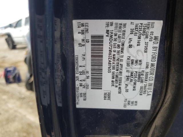 1FMDU73W63ZA87655 - 2003 FORD EXPLORER XLT ლურჯი ფოტო 13