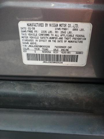 JNKAJ09E58M305206 - 2008 INFINITI EX35 BASE Մոխրագույն լուսանկար 13