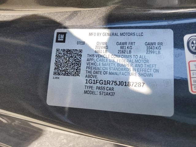 1G1FG1R75J0187287 - 2018 CHEVROLET CAMARO SS CHARCOAL photo 12