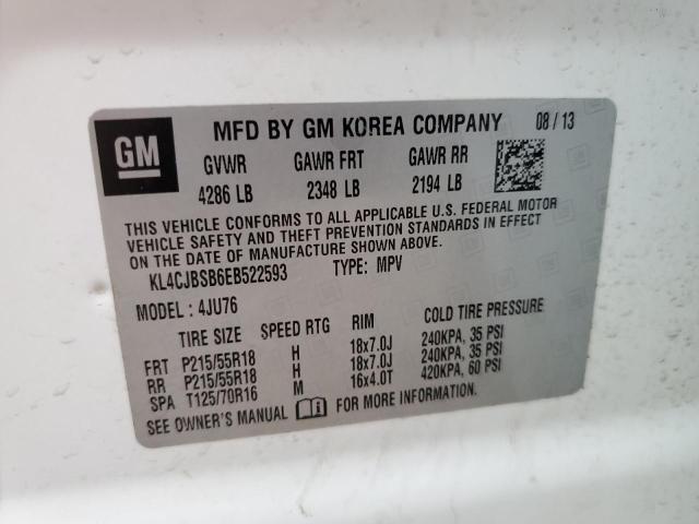 KL4CJBSB6EB522593 - 2014 BUICK ENCORE CONVENIENCE 白色 照片 13