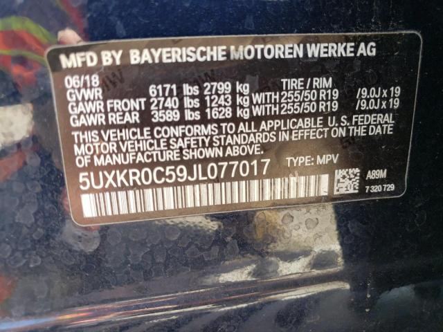 5UXKR0C59JL077017 - 2018 BMW X5 XDRIVE35I BLUE photo 13