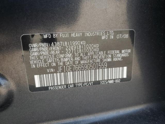 JF1GE76659G501559 - 2009 SUBARU IMPREZA WRX GRAY photo 12