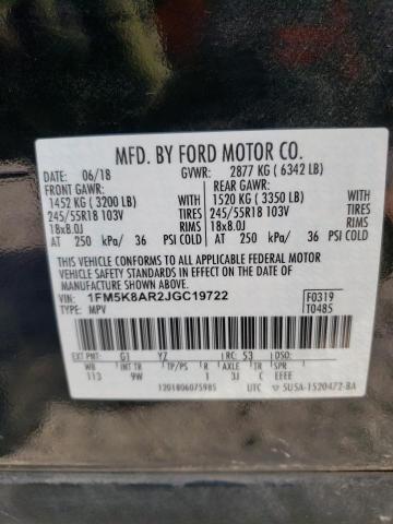 1FM5K8AR2JGC19722 - 2018 FORD EXPLORER POLICE INTERCEPTOR Schwarz Foto 13