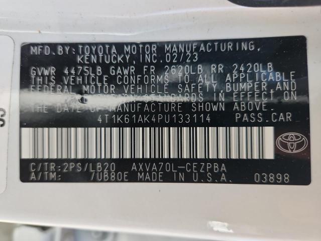 4T1K61AK4PU133114 - 2023 TOYOTA CAMRY XSE WHITE photo 12