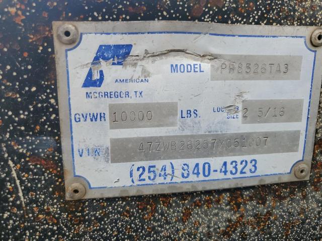 47ZWB26257X051007 - 2007 PACE CARGO TRLR BLACK photo 10