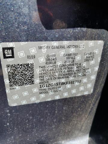 1G1ZG5ST8KF161793 - 2019 CHEVROLET MALIBU RS CHARCOAL photo 12