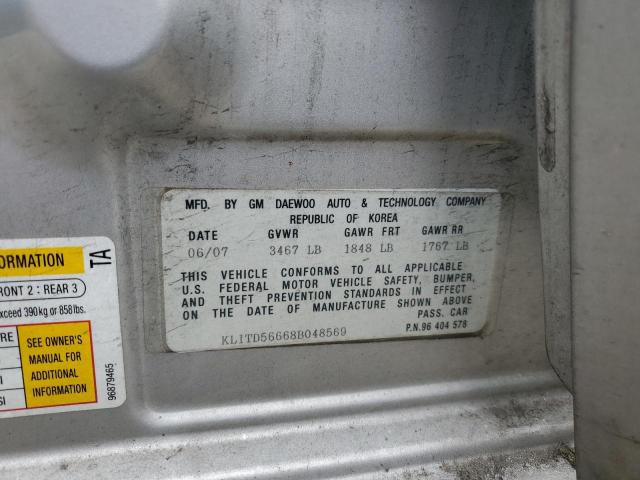 KL1TD56668B048569 - 2008 CHEVROLET AVEO BASE Gümüş foto 12