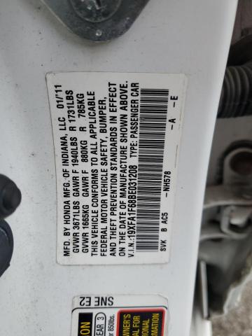 19XFA1F68BE031208 - 2011 HONDA CIVIC LX-S 白色 照片 12