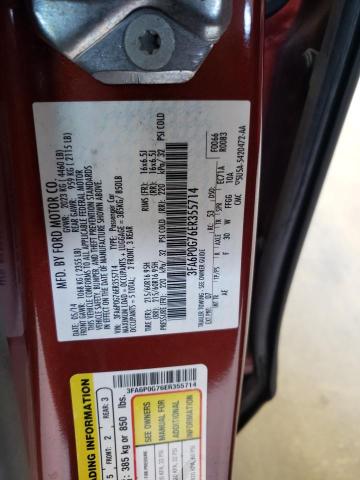 3FA6P0G76ER355714 - 2014 FORD FUSION S MAROON photo 12