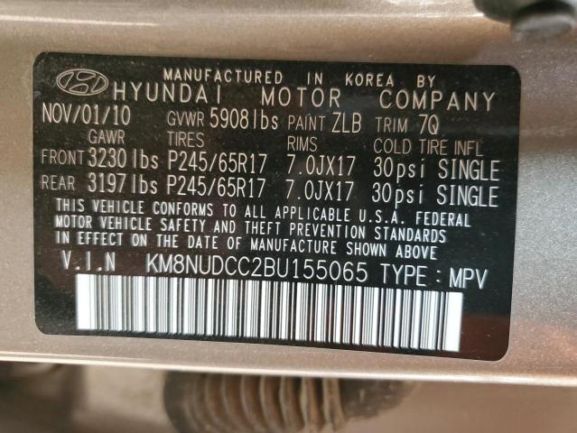 KM8NUDCC2BU155065 - 2011 HYUNDAI VERACRUZ GLS BEIGE photo 13