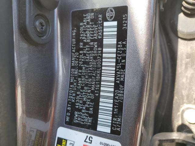 4T1G11BK6LU007348 - 2020 TOYOTA CAMRY SE GRAY photo 12