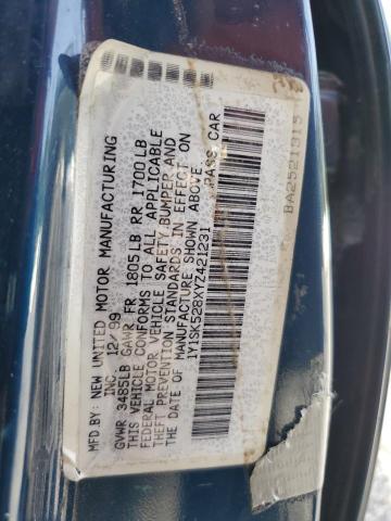 1Y1SK528XYZ421231 - 2000 CHEVROLET GEO PRIZM BASE BLUE photo 13