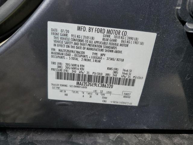 MAJ3S2GE9LC386320 - 2020 FORD ECOSPORT SE GRAY photo 13