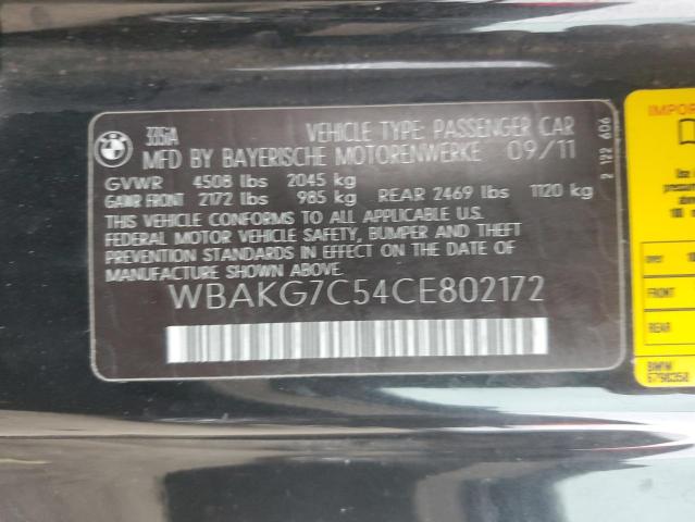 WBAKG7C54CE802172 - 2012 BMW 335 I BLACK photo 12