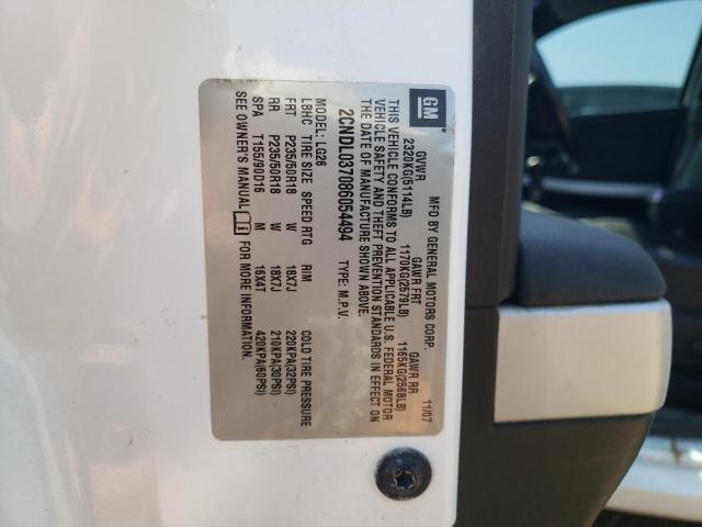 2CNDL037086054494 - 2008 CHEVROLET EQUINOX SPORT WHITE photo 12