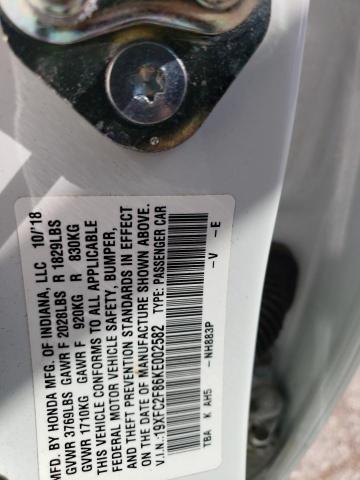 19XFC2F86KE002582 - 2019 HONDA CIVIC SPORT WHITE photo 12