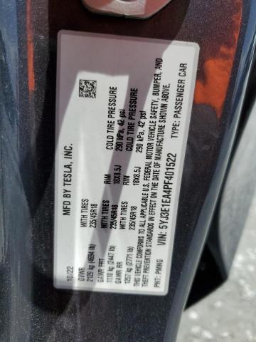 5YJ3E1EA4PF401522 - 2023 TESLA MODEL 3 Сұр фото 13