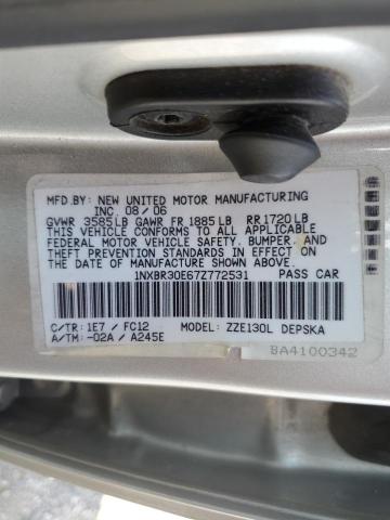 1NXBR30E67Z772531 - 2007 TOYOTA COROLLA CE SILVER photo 12