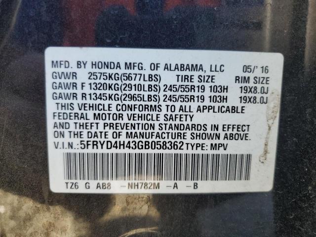 5FRYD4H43GB058362 - 2016 ACURA MDX TECHNOLOGY 石墨色 照片 13
