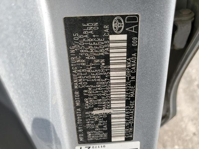 2T1KR32E56C571510 - 2006 TOYOTA COROLLA MA XR SILVER photo 12