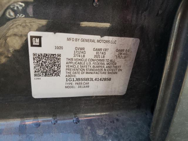 1G1JB5SB3L4142858 - 2020 CHEVROLET SONIC LS 黑色 照片 12