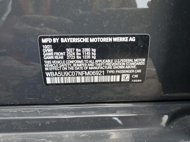WBA5U9C07NFM06921 - 2022 BMW M340XI GRAY photo 12