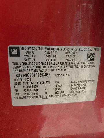 3GYFNCE31FS593086 - 2015 CADILLAC SRX PERFORMANCE COLLECTION Rouge photo 12