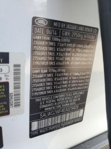 SALWG2WF4EA379429 - 2014 LAND ROVER RANGE ROVE SE WHITE photo 13