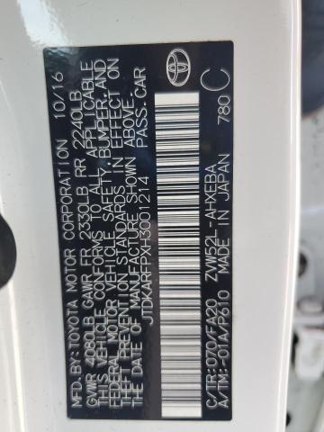 JTDKARFPXH3001214 - 2017 TOYOTA PRIUS PRIM თეთრი ფოტო 13