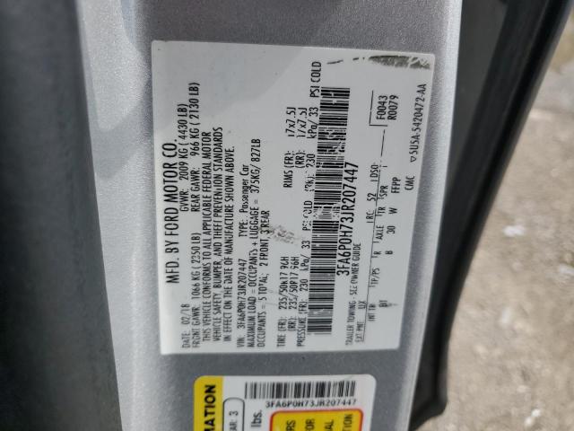 3FA6P0H73JR207447 - 2018 FORD FUSION SE 银色 照片 13