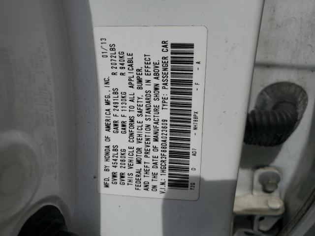 1HGCR3F88DA023609 - 2013 HONDA ACCORD EXL WHITE photo 12