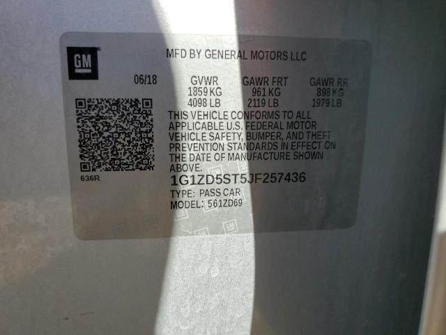 1G1ZD5ST5JF257436 - 2018 CHEVROLET MALIBU LT SILVER photo 12