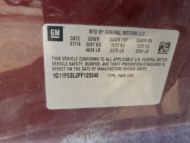 1G11F5SL2FF129346 - 2015 CHEVROLET MALIBU LTZ მუქწითელი ფოტო 13