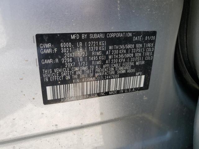 4S4WMAJD2L3447689 - 2020 SUBARU ASCENT LIMITED SILVER photo 13