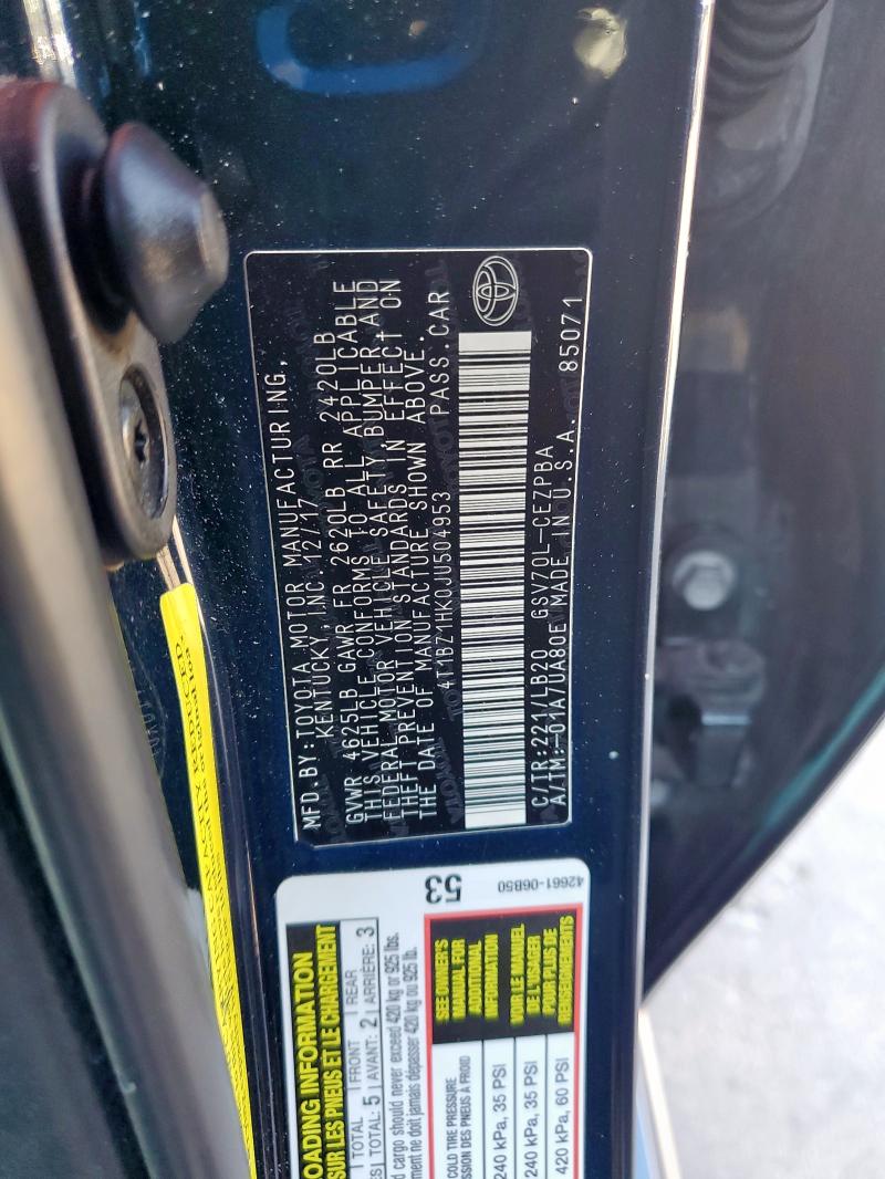 4T1BZ1HK0JU504953 - 2018 TOYOTA CAMRY XSE BLACK photo 12