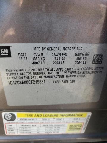 1G1ZC5E00CF215831 - 2012 CHEVROLET MALIBU 1LT 灰色 照片 12