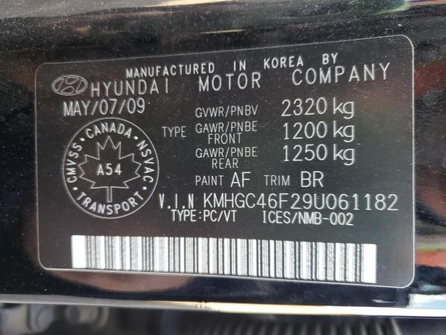 KMHGC46F29U061182 - 2009 HYUNDAI GENESIS 4.6L BLACK photo 10