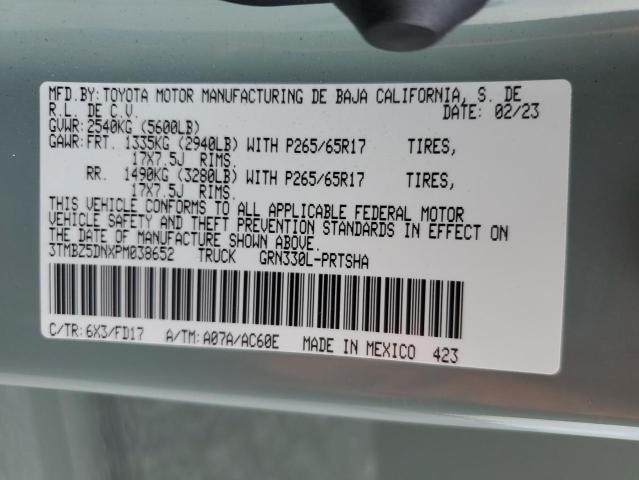 3TMBZ5DNXPM038652 - 2023 TOYOTA TACOMA DOUBLE CAB ნაცრისფერი ფოტო 13