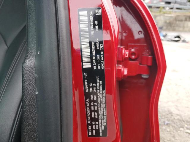 ZARFAEDN1J7580092 - 2018 ALFA ROMEO GIULIA Q4 RED photo 13