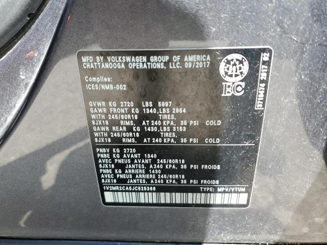 1V2MR2CA5JC525366 - 2018 VOLKSWAGEN ATLAS SEL Silber Foto 13