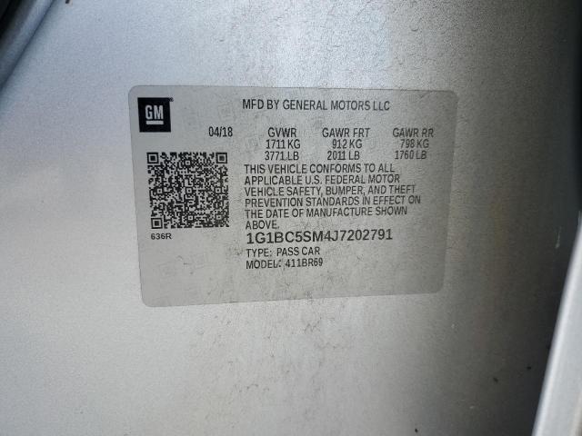 1G1BC5SM4J7202791 - 2018 CHEVROLET CRUZE LS ვერცხლისფერი ფოტო 12