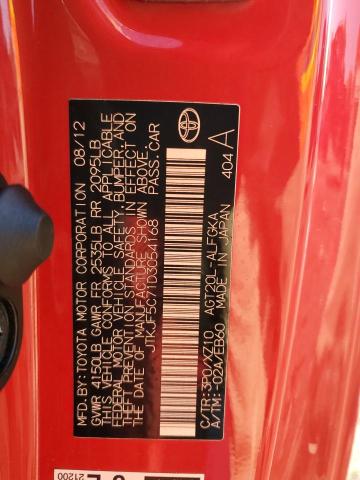 JTKJF5C71D3054168 - 2013 TOYOTA SCION TC 红色 照片 12