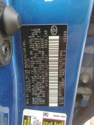 4T1C11BK7LU011651 - 2020 TOYOTA CAMRY LE BLUE photo 13